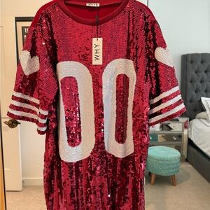 Red Sequin Jersey Dress O/S NWT